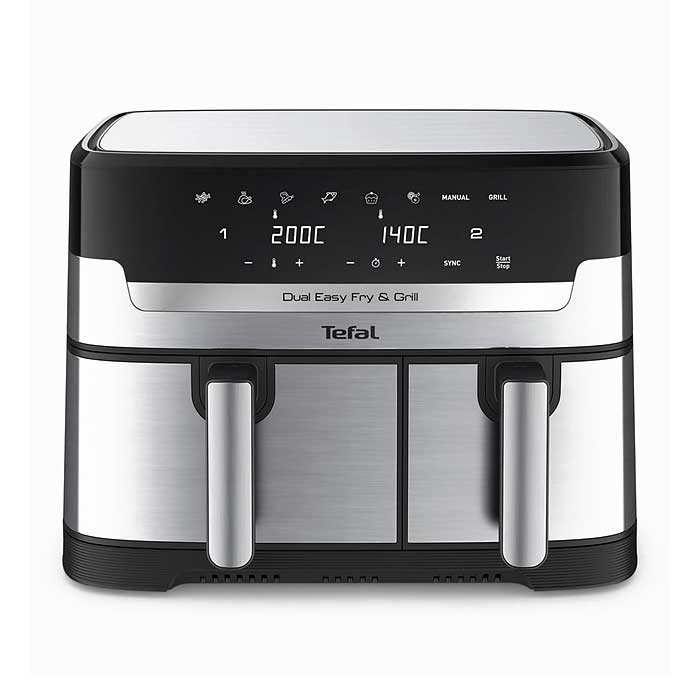 Tefal, Easy Fry Dual Zone Air Fryer & Grill, 8.3L, Stainless Steel EY905D40
