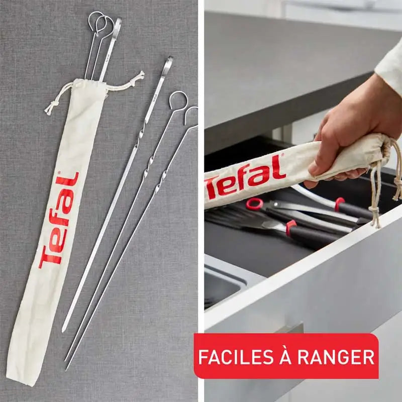 Tefal, XL Stainless Steel 6 Skewers with Cotton Pouch 40cm