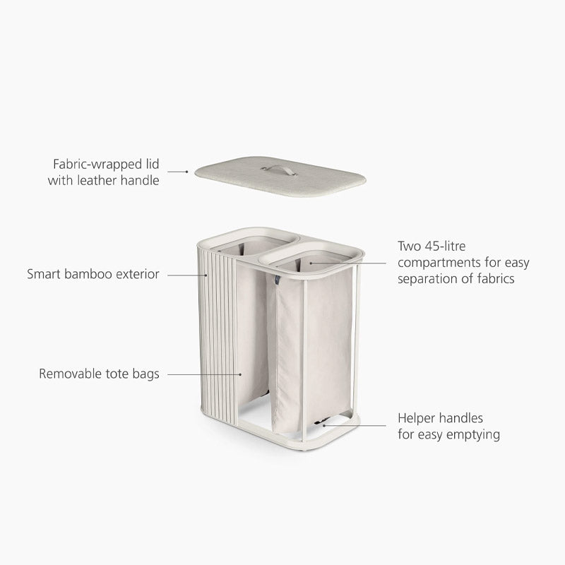 Joseph Joseph, Tota Luxe 90L Ecru Laundry Separation Basket