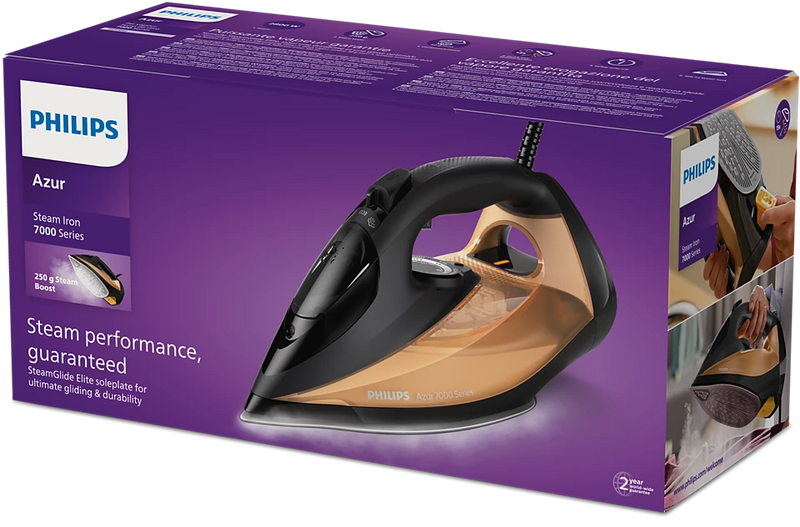 Philips, 7000 Series HV Steam Iron Black/Gold