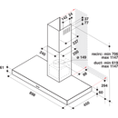 Whirlpool, Wall Mounted Cooker Hood: 90cm - WHBS 95 LM X
