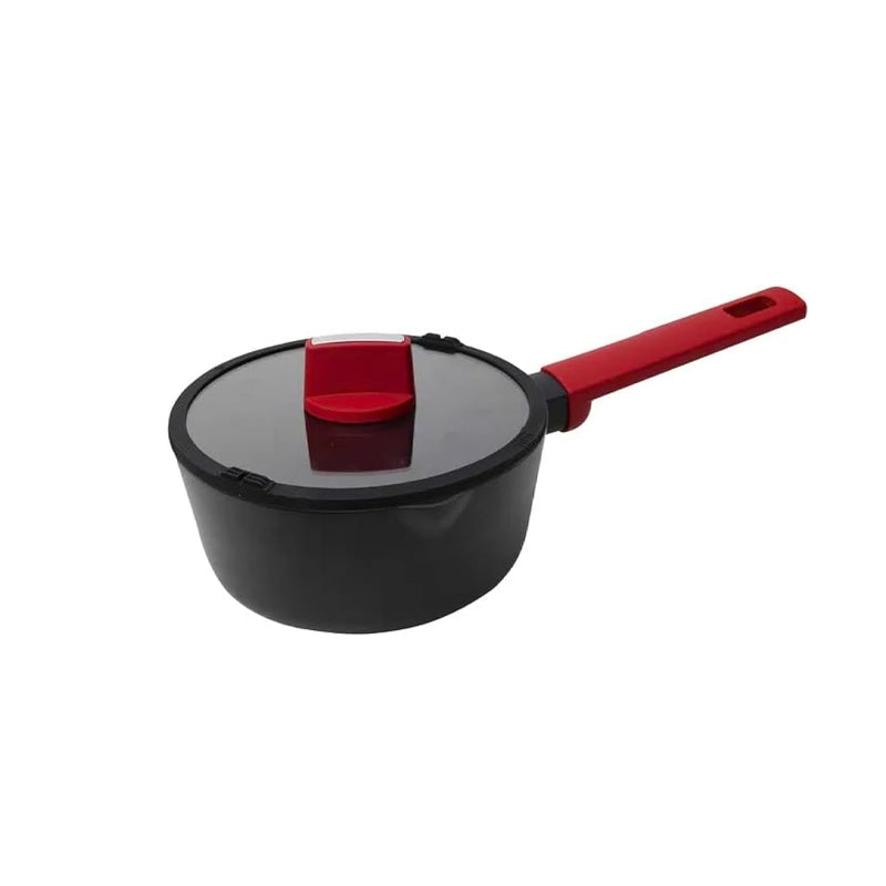Betty Crocker, Forged Aluminum Sauce Pan And Lid,Black/Red,18Cm Thickness 2.8Mm,BC2069