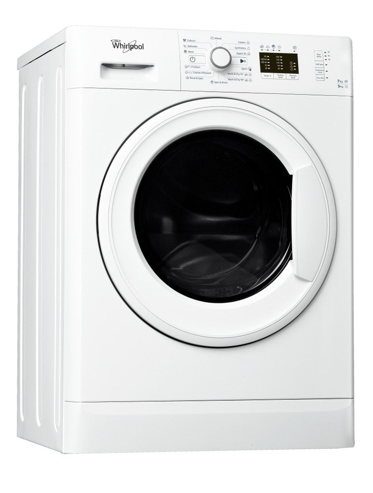 Whirlpool, Freestanding Washer Dryer, 7w/5d KGS, 1400 RPM, White